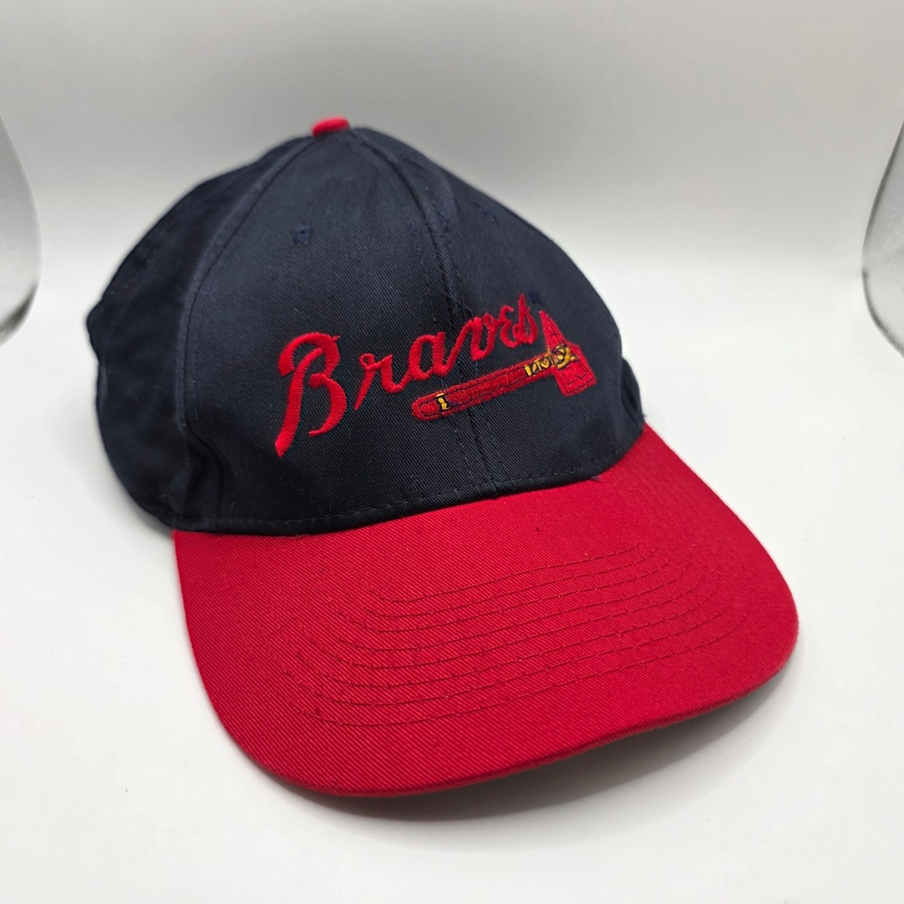 Vintage Atlanta Braves Hat Snapback Navy Red Tomahawk Logo Mens MLB Baseball Cap